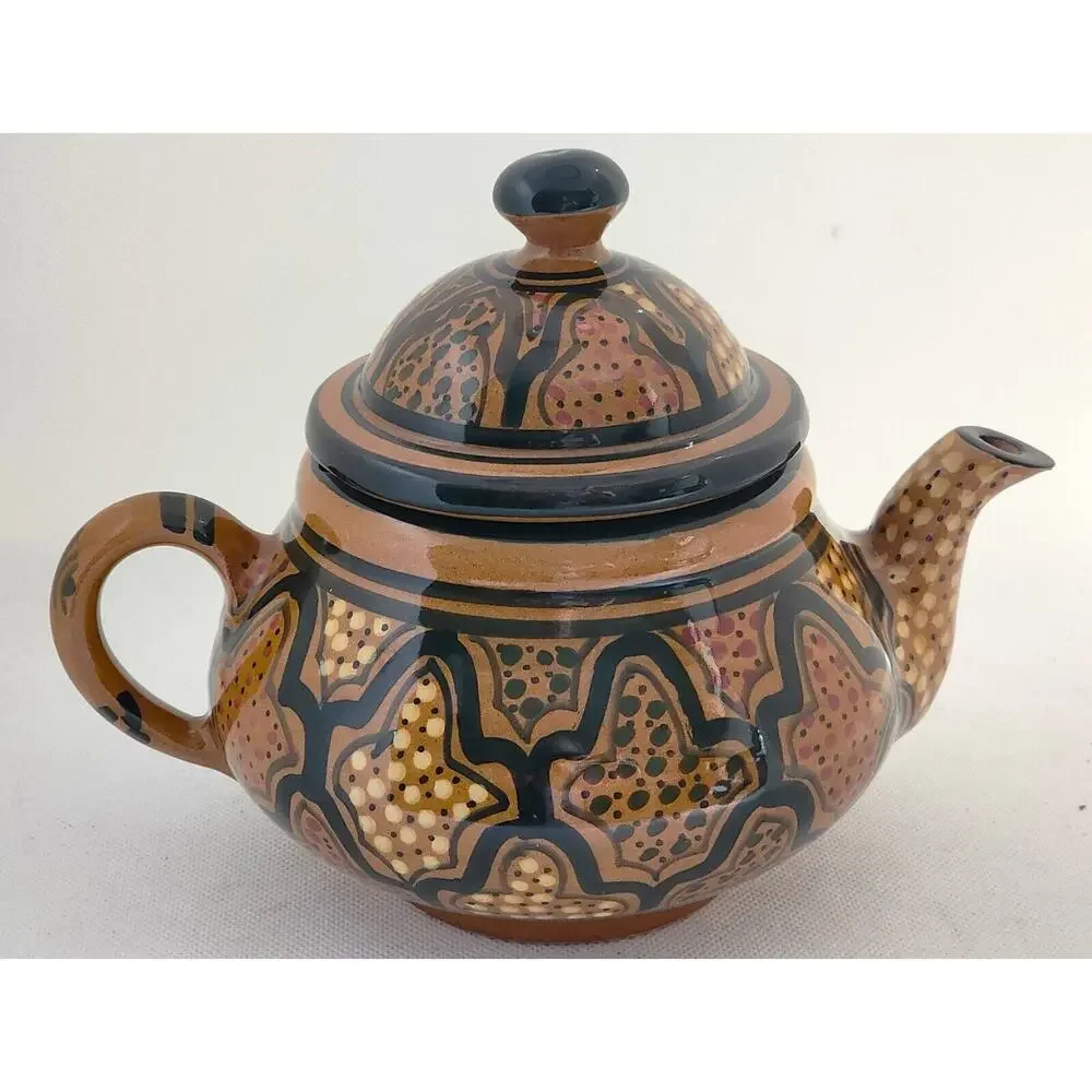 Le Souk Ceramique Tunisian Hand Painted Pottery Teapot Nabeul 8.5